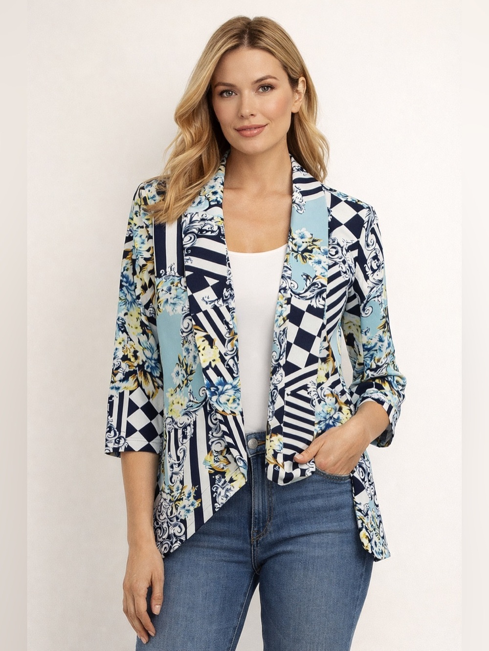 Alberto Makali Baroque Floral Geometric Blazer USA  work essentials